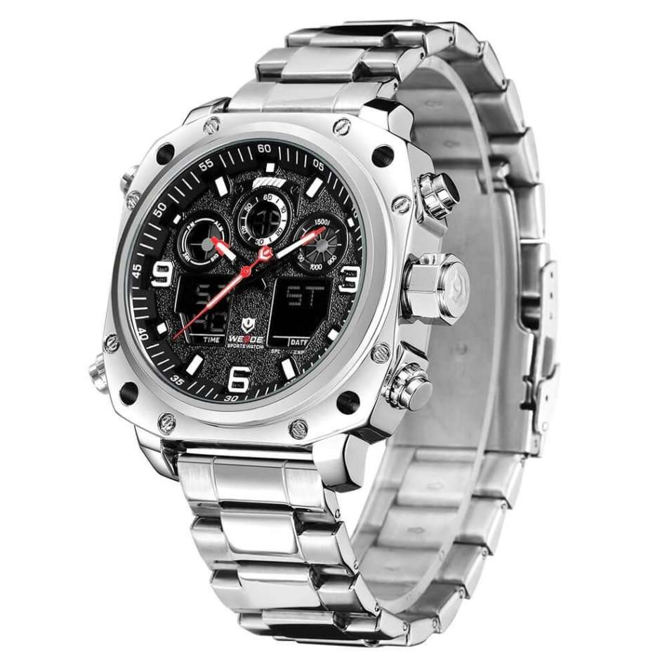 WEIDE Men's Delta Squadron STEEL BLACK Watch BRAND NEW official SA store