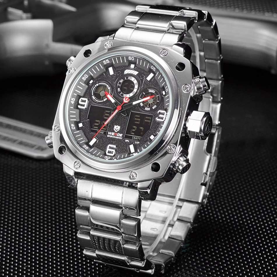 WEIDE Men's Delta Squadron STEEL BLACK Watch BRAND NEW official SA store