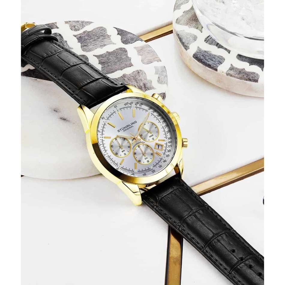Retail: R5,999.00 STUHRLING ORIGINAL® Men's CLASSIC TACHYMETER Chrono Watch BRAND NEW
