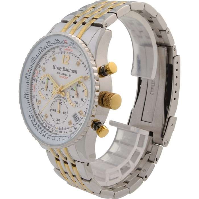 Retail: R12,000.00 Krug-Baumen Men's Air Traveller 42mm Diamond TWO TONE Watch  NEW IN BOX