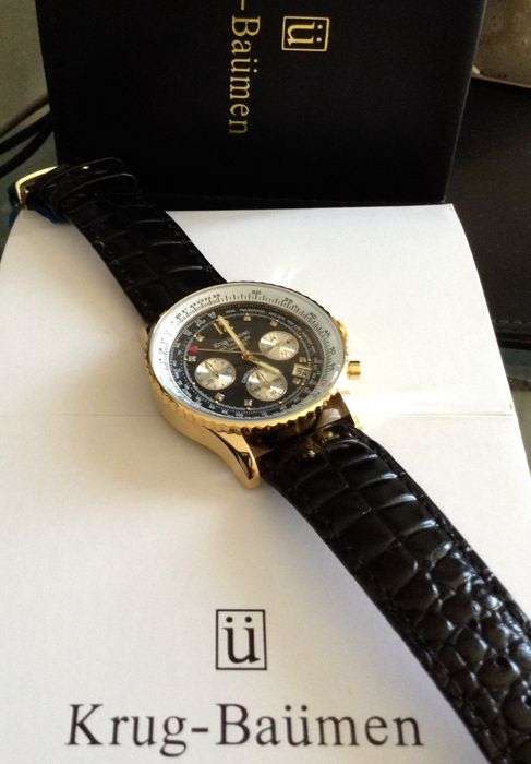 Retail: R10,000.00 Krug-Baumen Men's Air Traveller 42mm Diamond Watch  NEW IN BOX