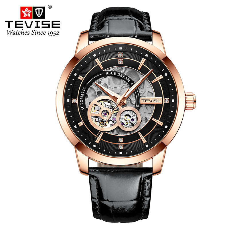 Retail: R2,599.00 TEVISE ® Men's Dream Automatic Leather Black/Rose Gold BRAND NEW