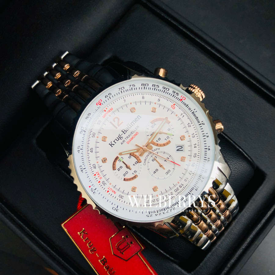 Retail: R12,000.00 Krug-Baumen Men's Air Traveller 46mm Diamond TWO TONE Watch  NEW IN BOX