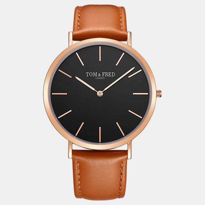 Retail: R2,999.00 Tom & Fred of London Men's Rose Gold pl. Hyde Tan Leather Swiss Slimline Watch