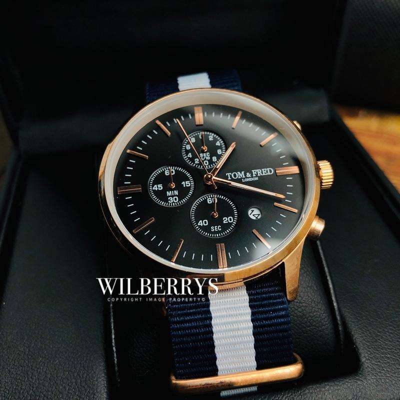 TOM & FRED London® Men's Tenure Nautical British Navy Chronograph Watch  BRAND NEW