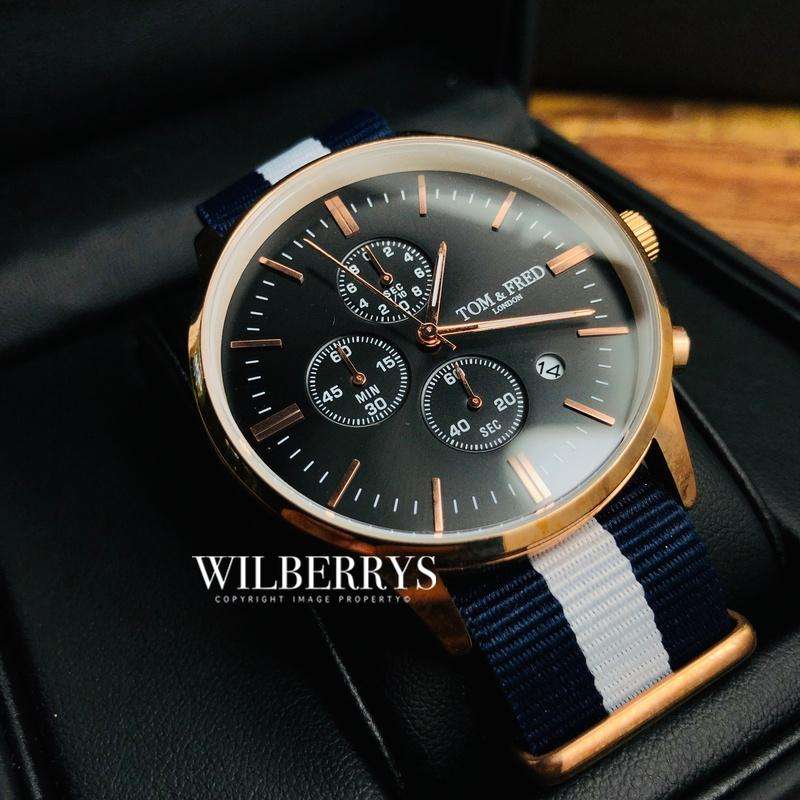 TOM & FRED London® Men's Tenure Nautical British Navy Chronograph Watch  BRAND NEW