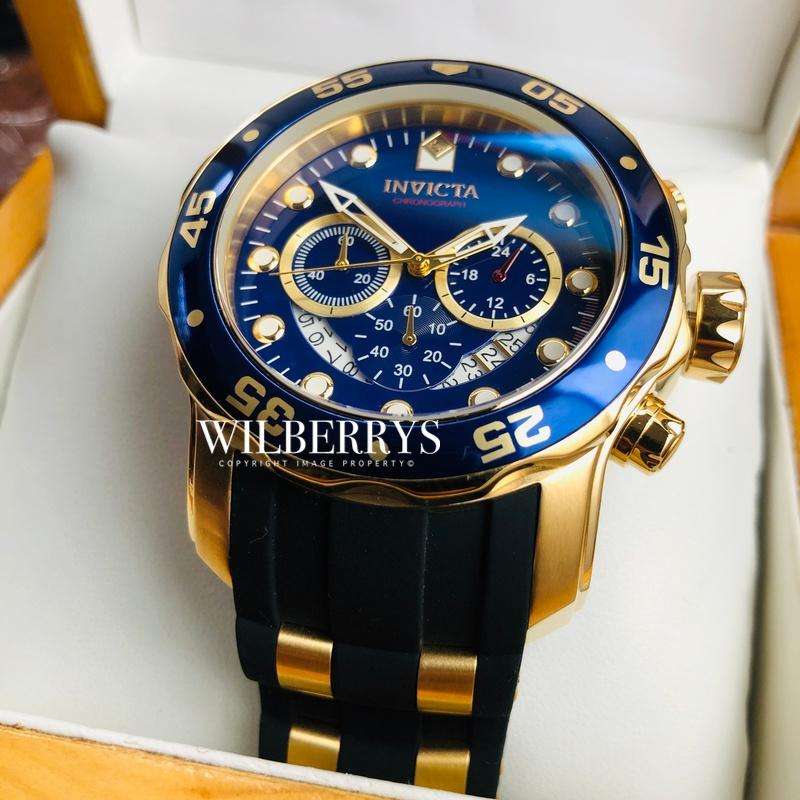 l@@k!! Retail: R8,999.00 INVICTA Men`s COLOSSUS THICK HEAVY PD Silicone Steel Gold Watch BRAND NEW