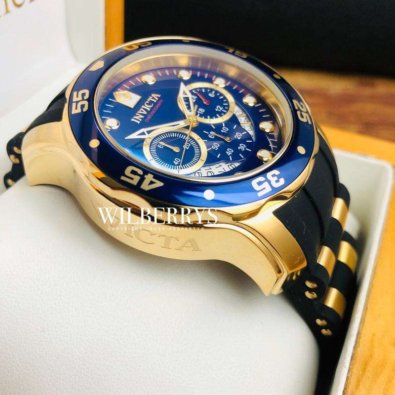 l@@k!! Retail: R8,999.00 INVICTA Men`s COLOSSUS THICK HEAVY PD Silicone Steel Gold Watch BRAND NEW