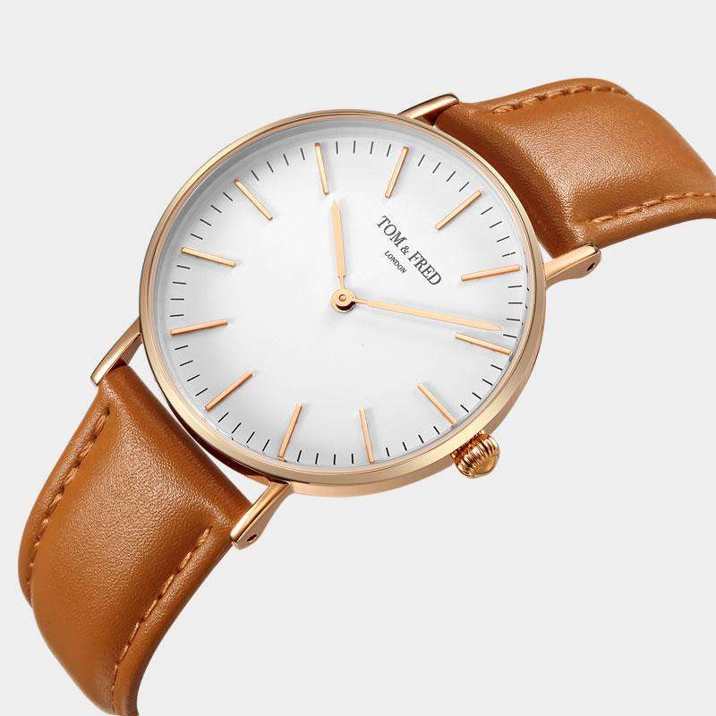 Retail: R2999.00 TOM and FRED LONDON Women`s British Darby Tan Leather Watch BRAND NEW