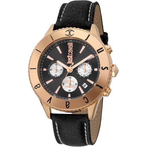 R7k ROBERO CAVALLI Men's Archimedes Rose Gold/Leather Watch GENUINE BRAND NEW