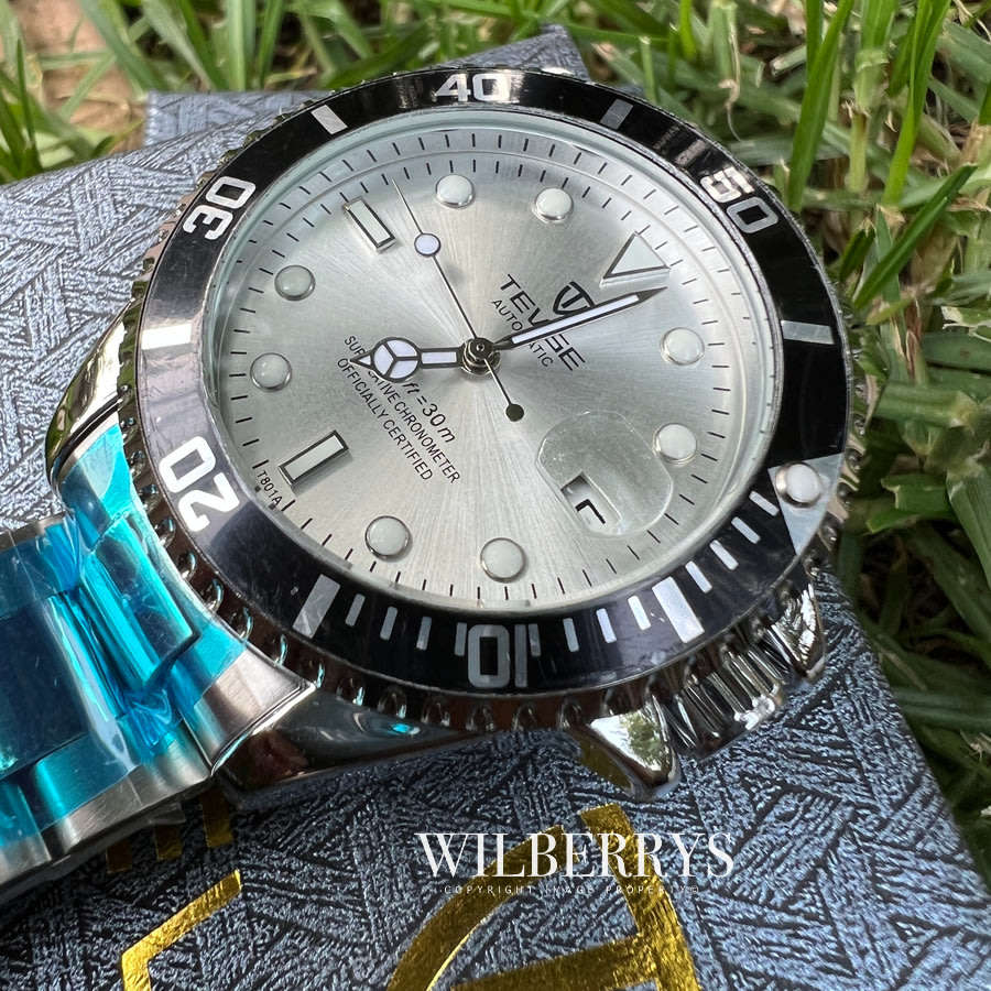 Retail: R2,999.00 TEVISE ® Men`s TRIBUTE AUTOMATIC Silver Watch BRAND NEW