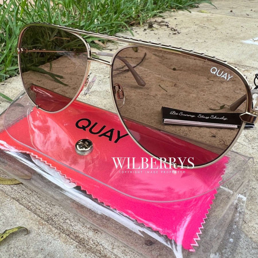 must see!! QUAY Women's HIGH KEY Brown Gradient  Aviator Sunglasses **AUTHENTIC BRAND NEW
