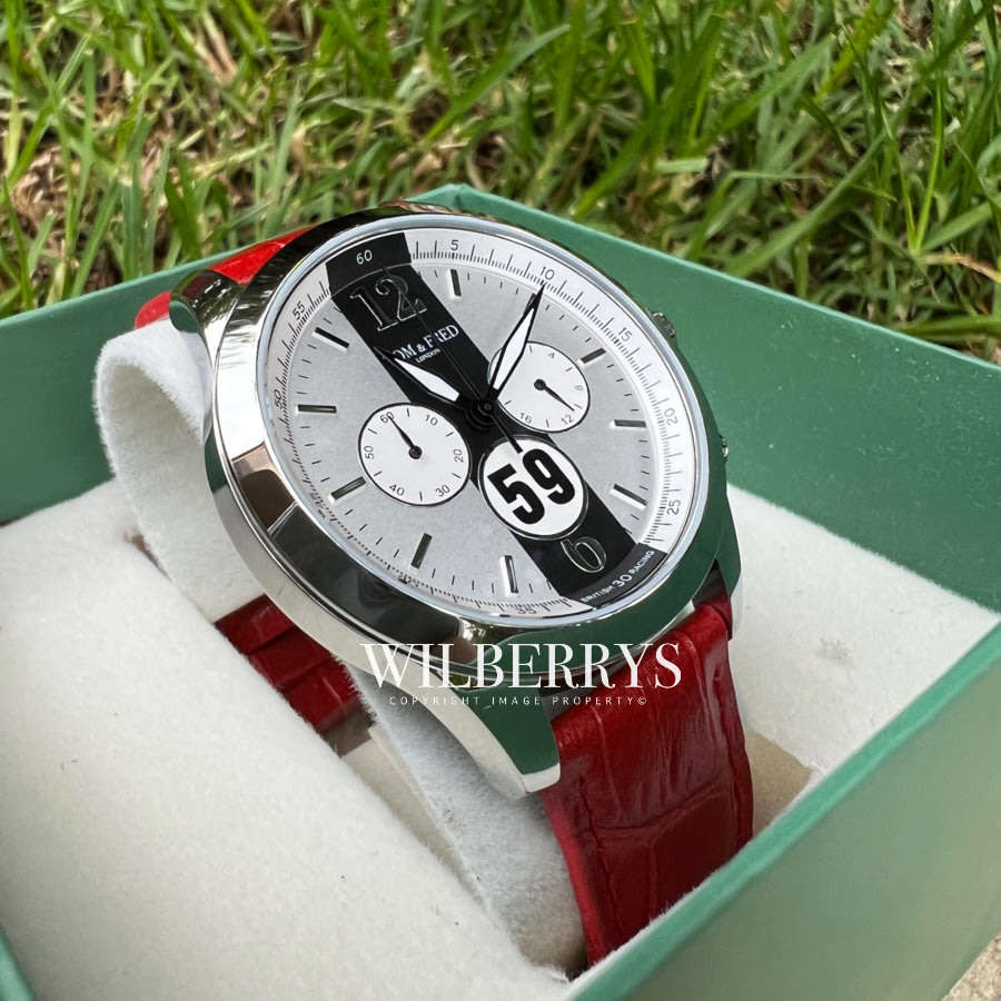 TOM & FRED® MEN'S BRITISH RACING TRIBUTE OIL RED LTD. EDITION 1/1000PCS CHRONOGRAPH WATCH