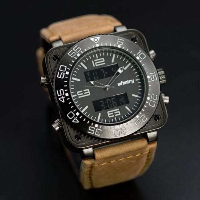 Retail: R3,999.00 INFANTRY MILITARY CO. Men's Tank ACU Silicon 47mm BIG Dual Movement Watch Grey NEW