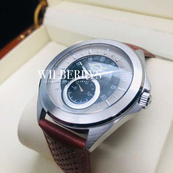 limited edition!! MINI COOPER Swiss DASHBOARD MAROON Genuine Leather Watch BRAND NEW, EXCLUSIVE