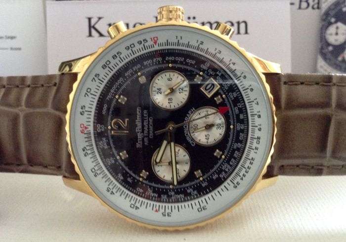 Retail: R10,000.00 Krug-Baumen Men's Air Traveller 42mm Diamond CHOCOLAT EDITION Watch  NEW