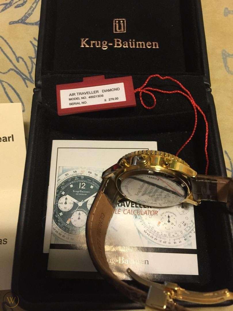 Retail: R10,000.00 Krug-Baumen Men's Air Traveller 42mm Diamond CHOCOLAT EDITION Watch  NEW