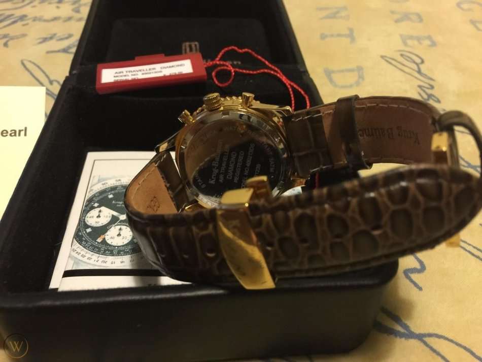 Retail: R10,000.00 Krug-Baumen Men's Air Traveller 42mm Diamond CHOCOLAT EDITION Watch  NEW