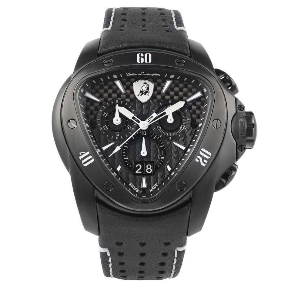 rrp R35,000.00 Tonino Lamborghini Men`s SPYDER BLACK/WHITE Chrono Watch NEW 100% GENUINE
