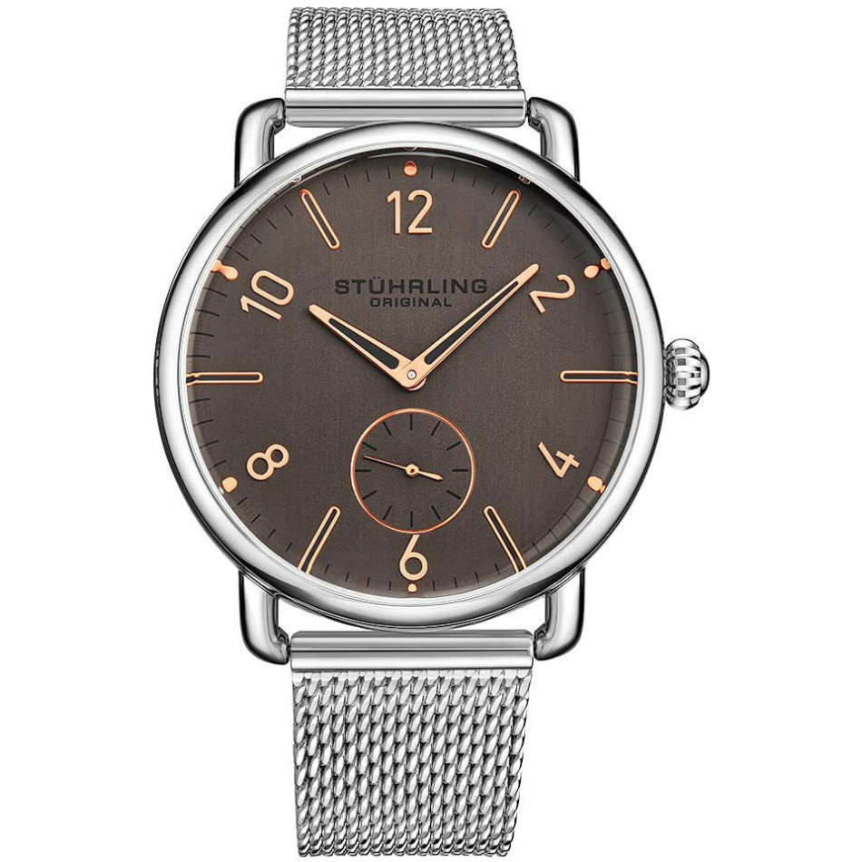 Retail: R6,000.00 Stuhrling Original Quartz 42mm Classic Silver/Copper Watch BRAND NEW