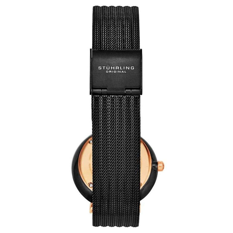 Retail: R5,999.00 STUHRLING ORIGINAL® Women's EUPHORIA MILANESE BLACK MOP PEARL Watch BRAND NEW