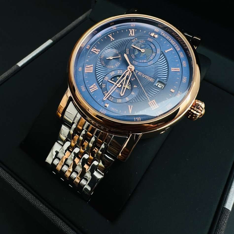 Retail: R2,599.00 TEVISE ® Men's Namura Moon Phase Automatic Steel  BRAND NEW IN BOX