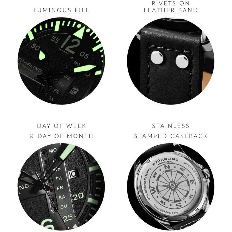 Retail: R5,999.00 STUHRLING ORIGINAL® Men's Flight Control Aviator Watch BRAND NEW