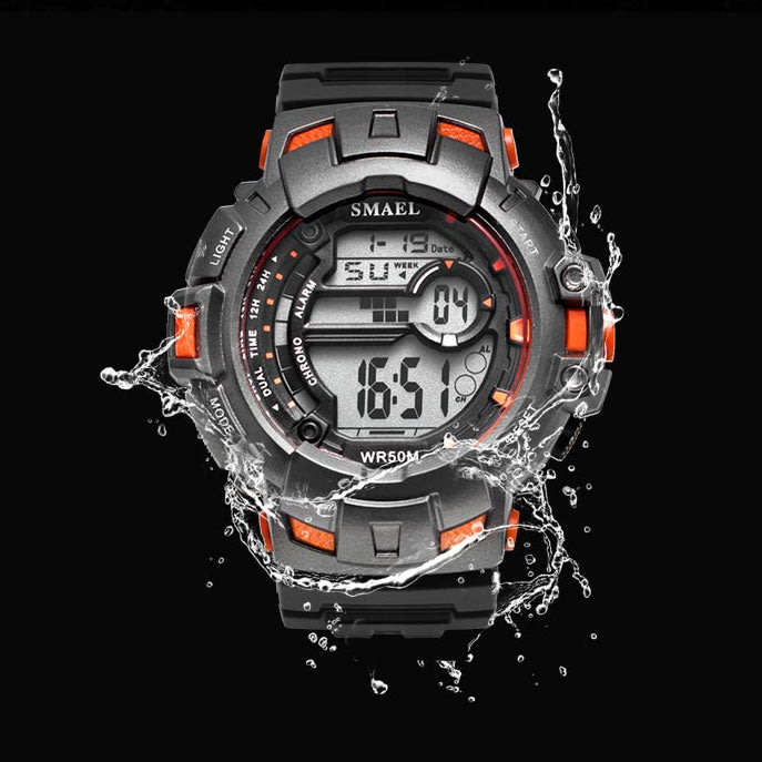 SMAEL Shock Proof Sports Chrono RED BLACK 5ATM WATER RESISTANT **BRAND NEW**