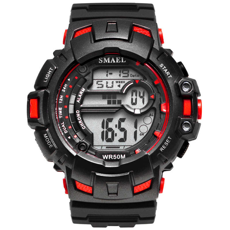 SMAEL Shock Proof Sports Chrono RED BLACK 5ATM WATER RESISTANT **BRAND NEW**
