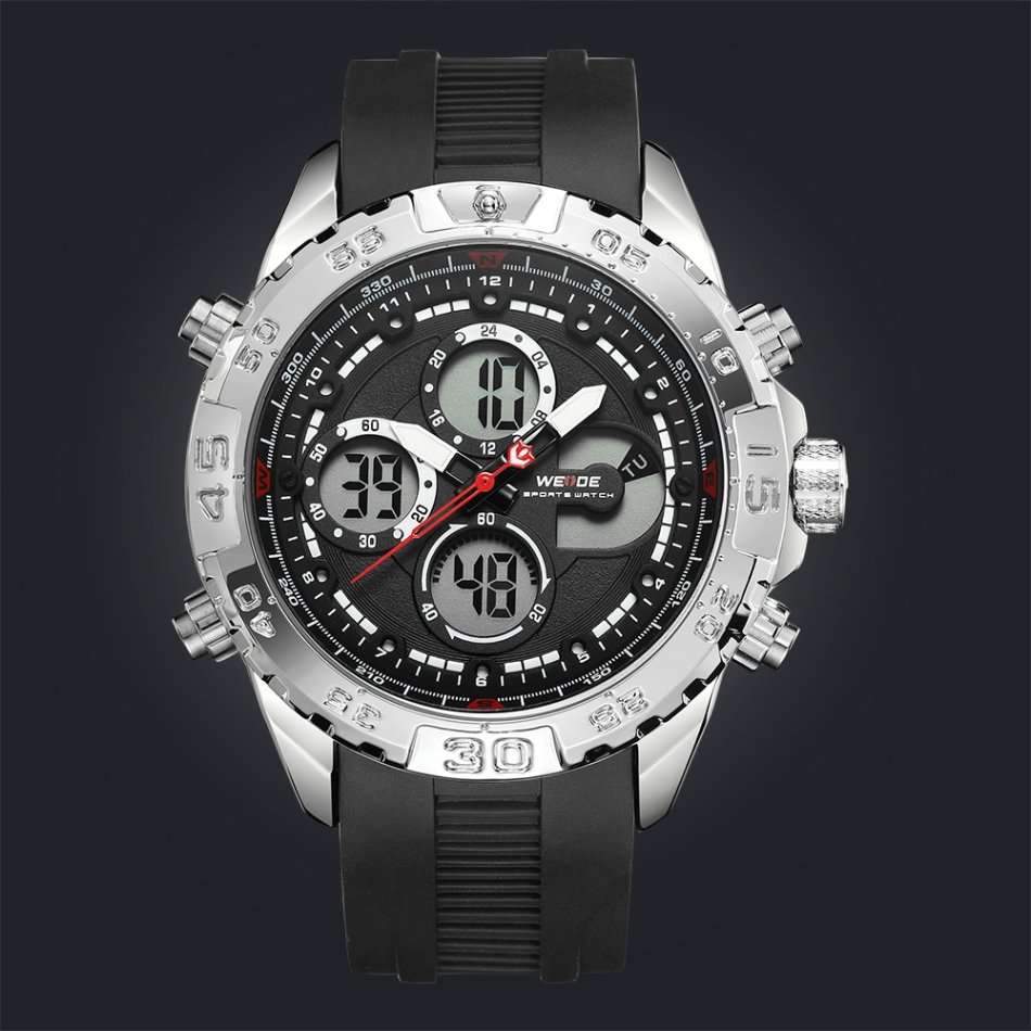 WEIDE Men's Andromeda Silicone Silver/Black + ALARM Watch BRAND NEW official SA store
