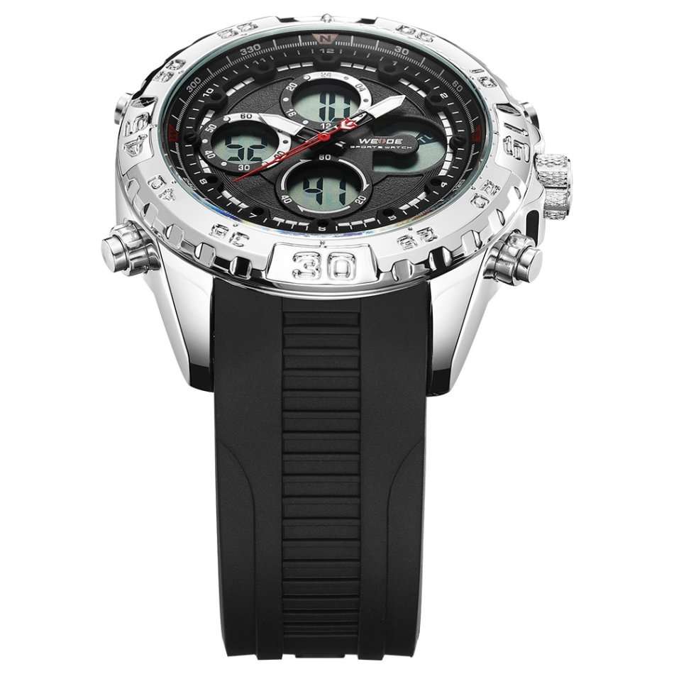 WEIDE Men's Andromeda Silicone Silver/Black + ALARM Watch BRAND NEW official SA store