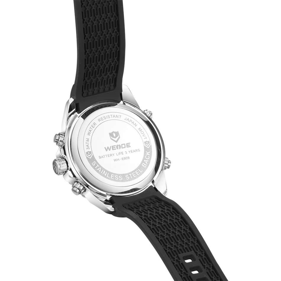 WEIDE Men's Andromeda Silicone Silver/Black + ALARM Watch BRAND NEW official SA store