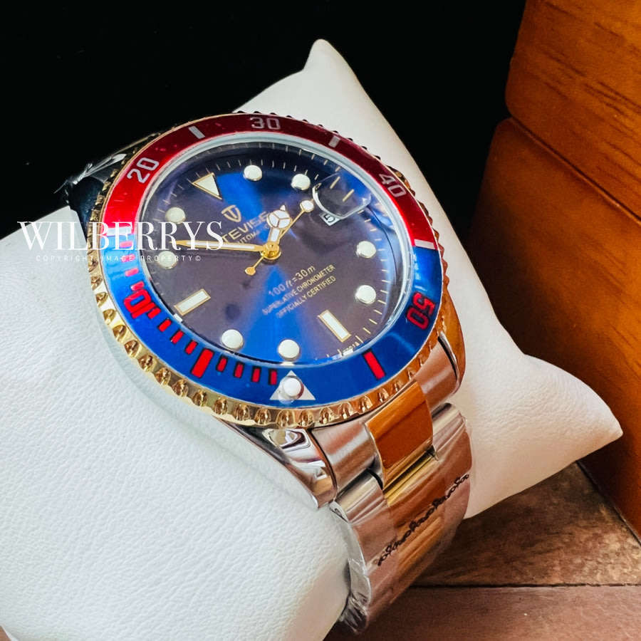 Retail: R2,499.00 TEVISE ® Men's TRIBUTE AUTOMATIC DUAL TONE BLUE Dial Watch BRAND NEW