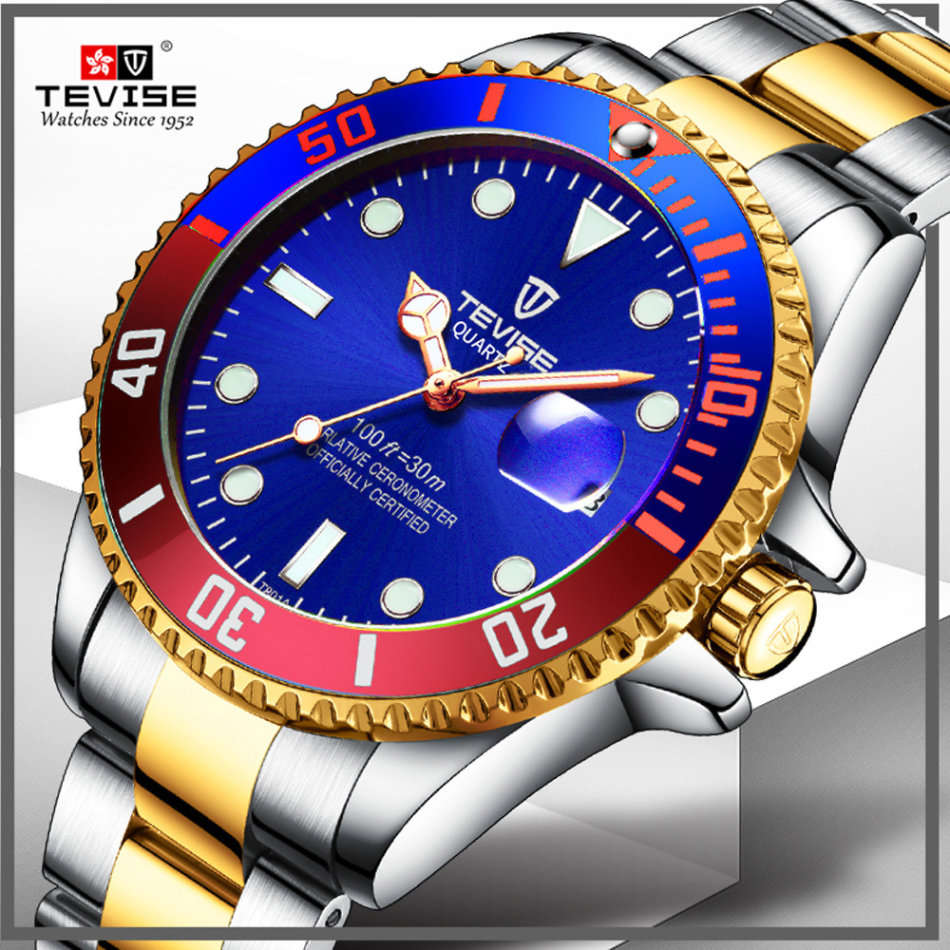 Retail: R2,499.00 TEVISE ® Men's TRIBUTE AUTOMATIC DUAL TONE BLUE Dial Watch BRAND NEW