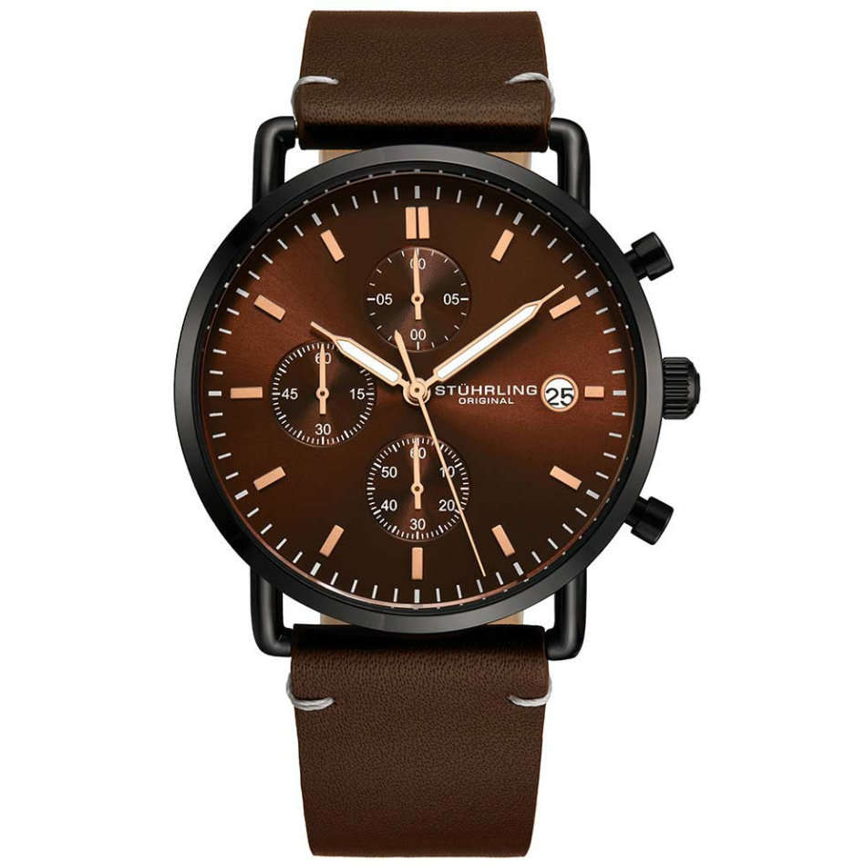 Retail: R6,999.00 STUHRLING ORIGINAL® Men's MONACCO Leather CHRONO Watch BRAND NEW