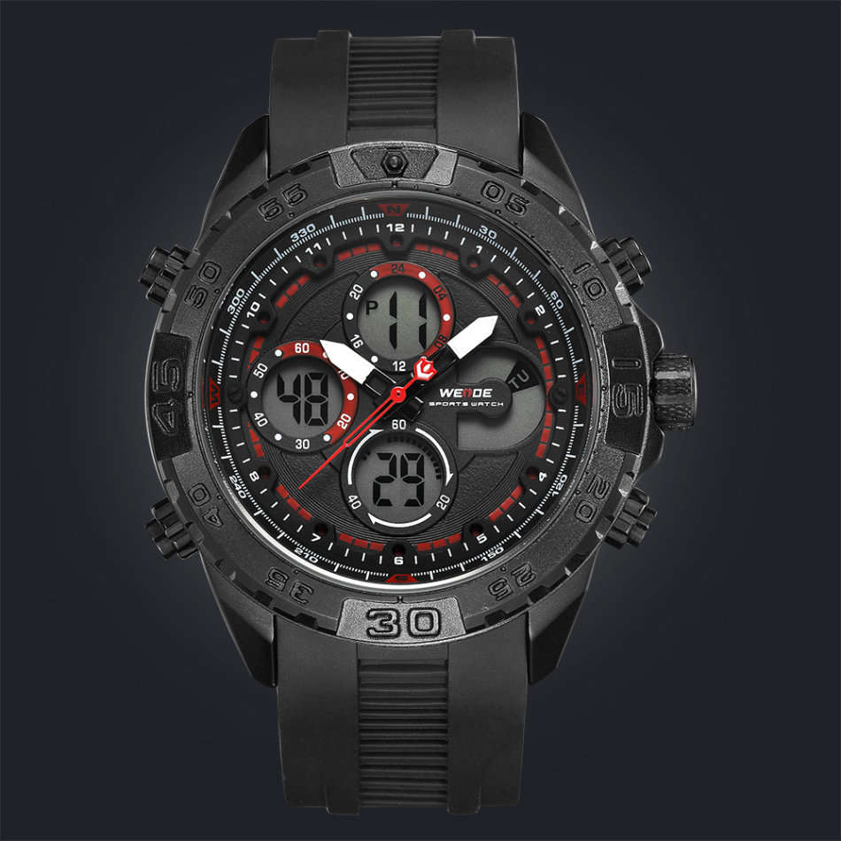 WEIDE Men's Andromeda Silicone Black/Red + ALARM Watch BRAND NEW official SA store