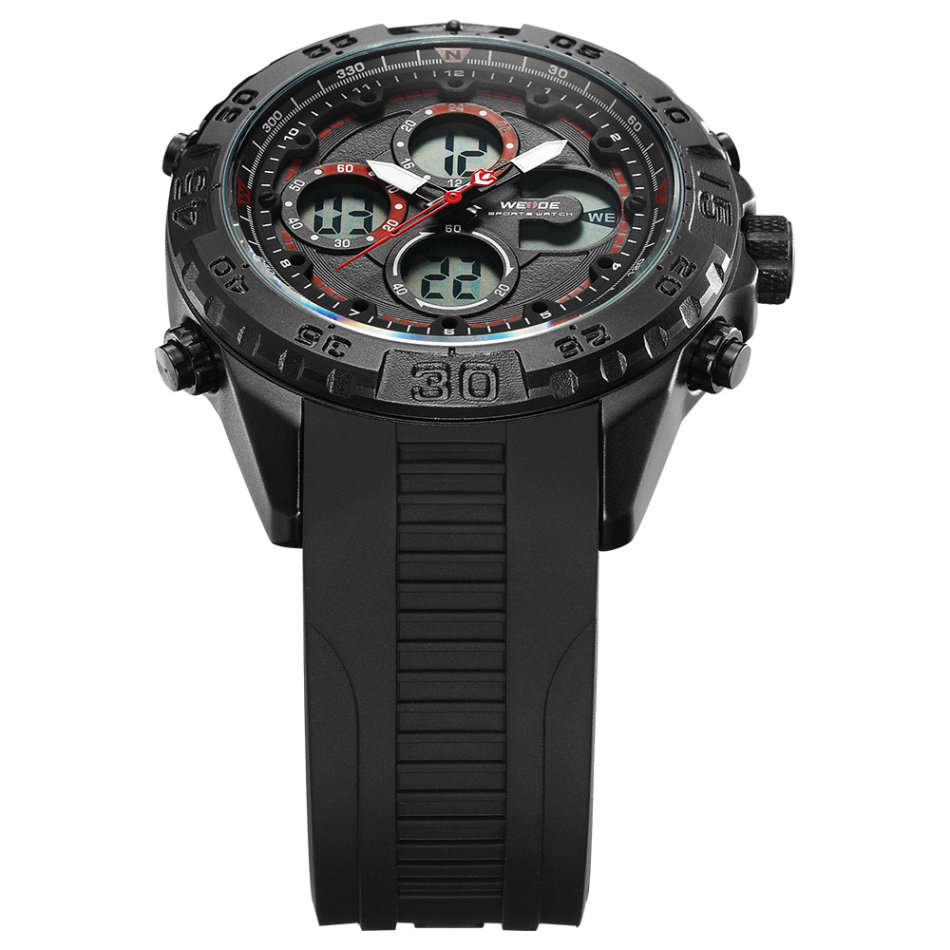 WEIDE Men's Andromeda Silicone Black/Red + ALARM Watch BRAND NEW official SA store