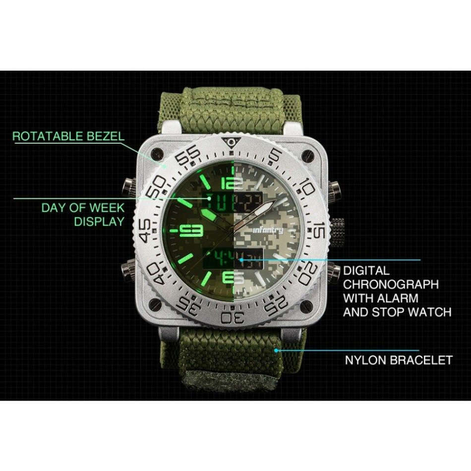 Retail: R3,999.00 INFANTRY MILITARY CO. Men's Tank Camo 47mm BIG Dual Movement Watch NEW