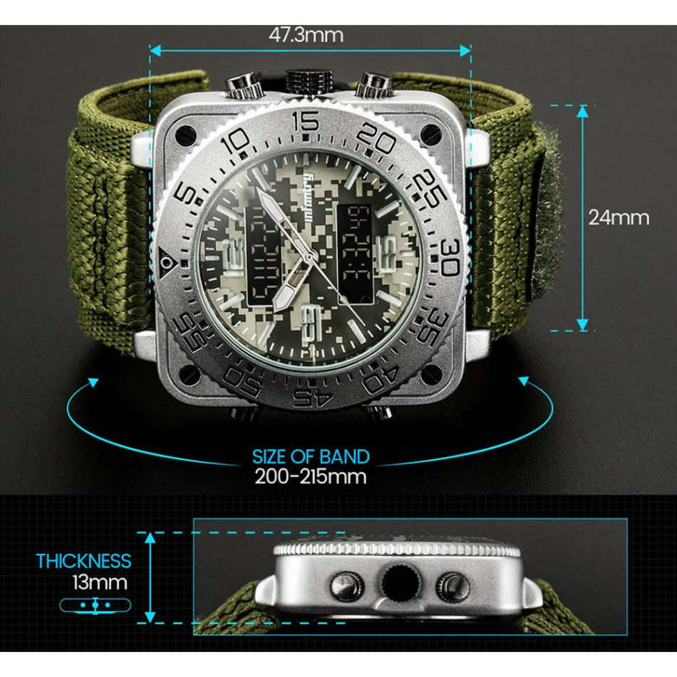 Retail: R3,999.00 INFANTRY MILITARY CO. Men's Tank Camo 47mm BIG Dual Movement Watch NEW