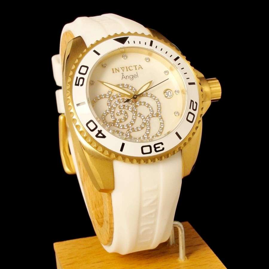 ***beautiful*** R7,425.00 INVICTA Women's Angel Zirconia White/Gold Silicone 38mm Watch BRAND NEW