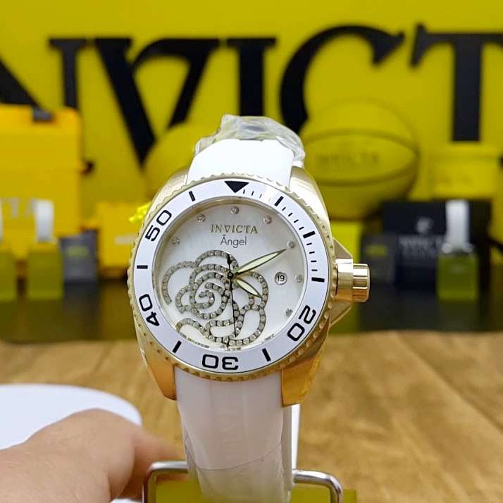 ***beautiful*** R7,425.00 INVICTA Women's Angel Zirconia White/Gold Silicone 38mm Watch BRAND NEW