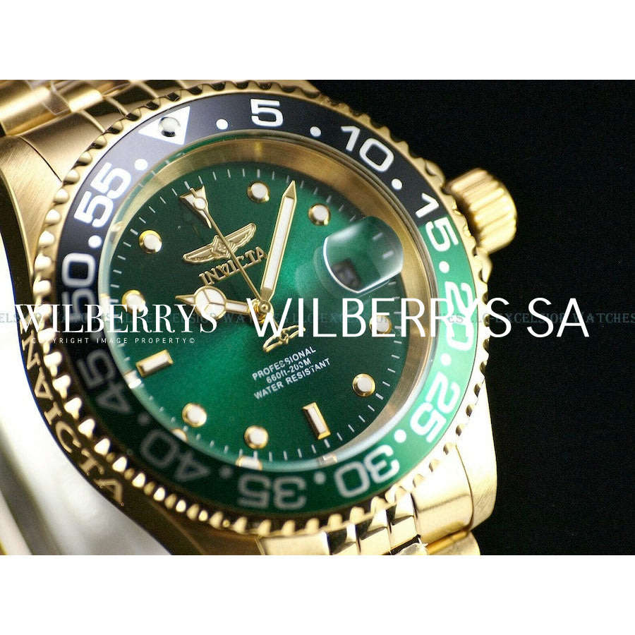 Retail: R10,425.00 INVICTA Men's 40mm Jubilee Pro Diver Gold Hulk Green Dial 200m Watch BRAND NEW