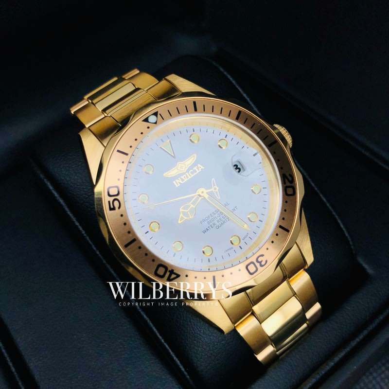 Retail: R6,999.00 INVICTA Men`s 18k Gold pl. Sea Dweller 200M Chronograph Watch BRAND NEW IN BOX