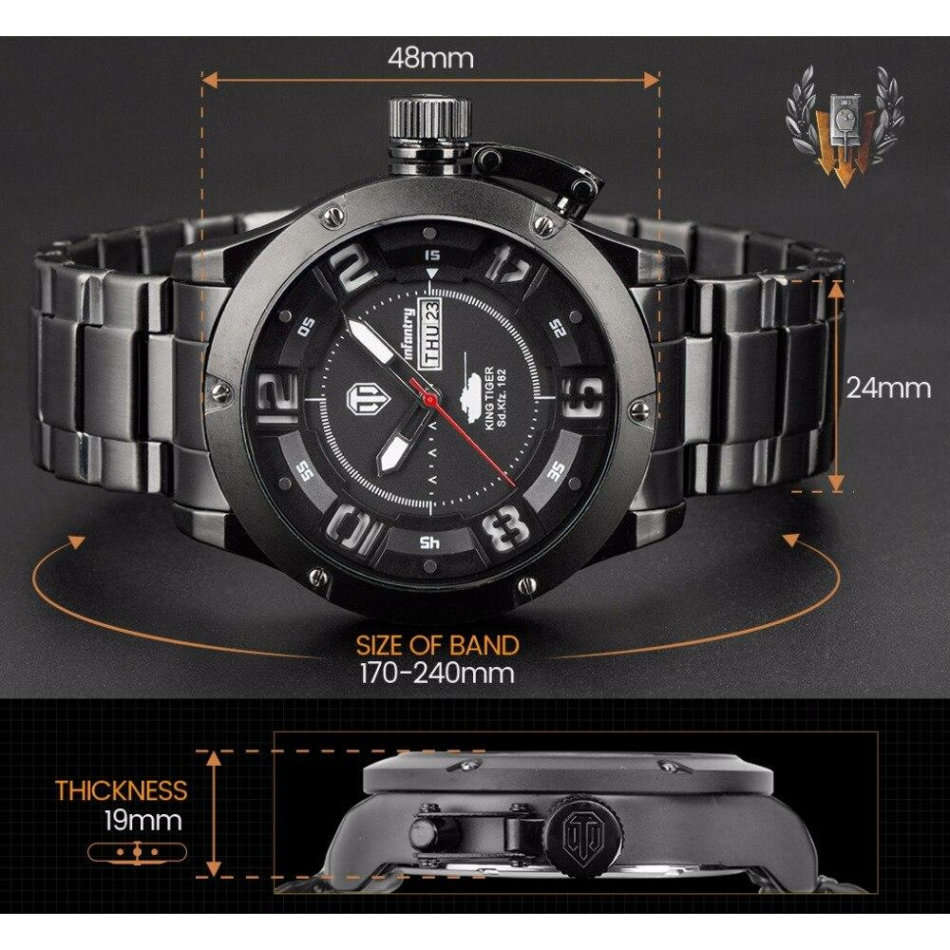 Retail: R3,999.00 INFANTRY MILITARY CO. Men's KINGTIGER WORLD OF TANKS 48MM WATCH NEW