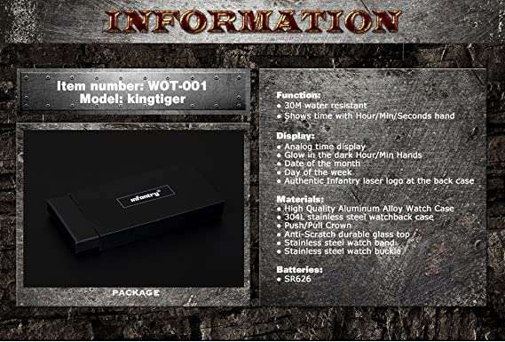 Retail: R3,999.00 INFANTRY MILITARY CO. Men's KINGTIGER WORLD OF TANKS 48MM WATCH NEW