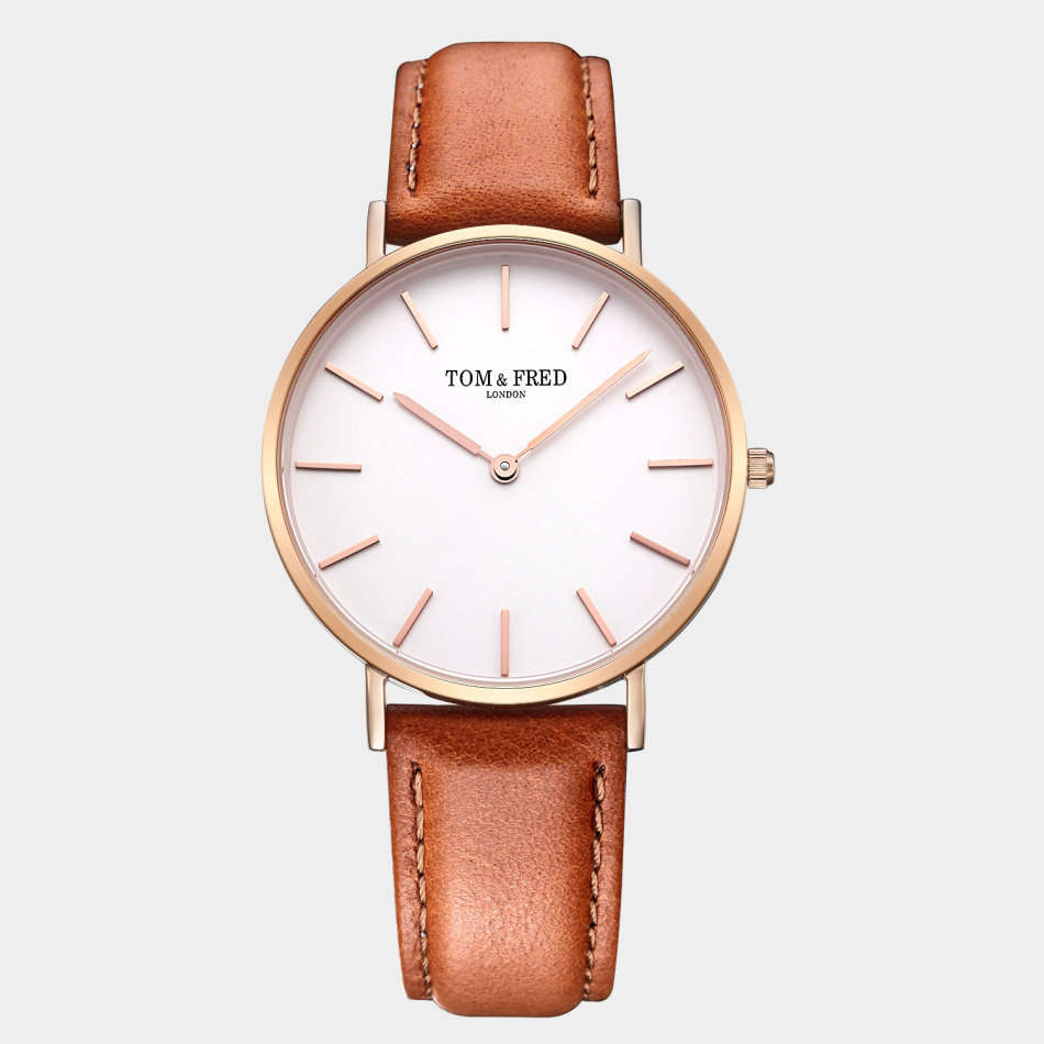 Retail: R2999.00 TOM and FRED LONDON Women`s British Daisy Tan Leather Watch BRAND NEW