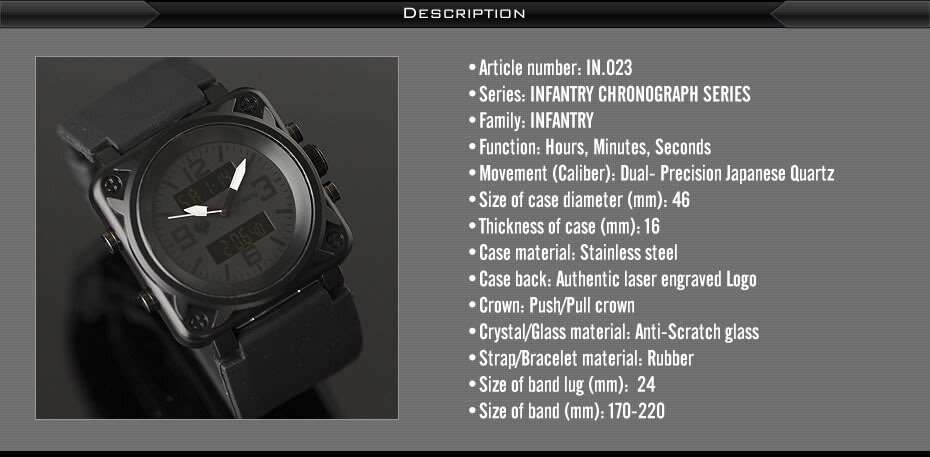 Retail: R2,000.00 INFANTRY MILITARY CO. Dual ANADIGI Black Ops Watch Brand new BOXED, FULLY LOADED!