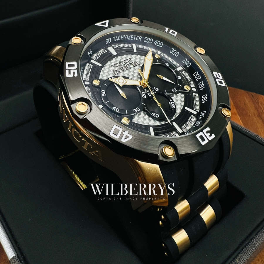 Retail: R10,425.00 INVICTA Men's ELITE 50mm Carbon Fiber/Gold Chronograph Watch BRAND NEW