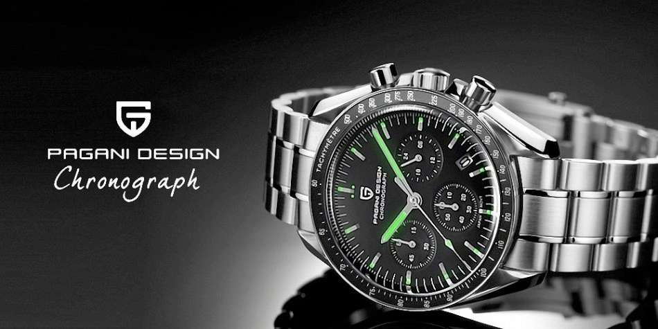 l@@k!! Retail: R5,900.00 PAGANI DESIGN Moonwatch Chronograph Men`s 100M Watch 40MM NEW!!