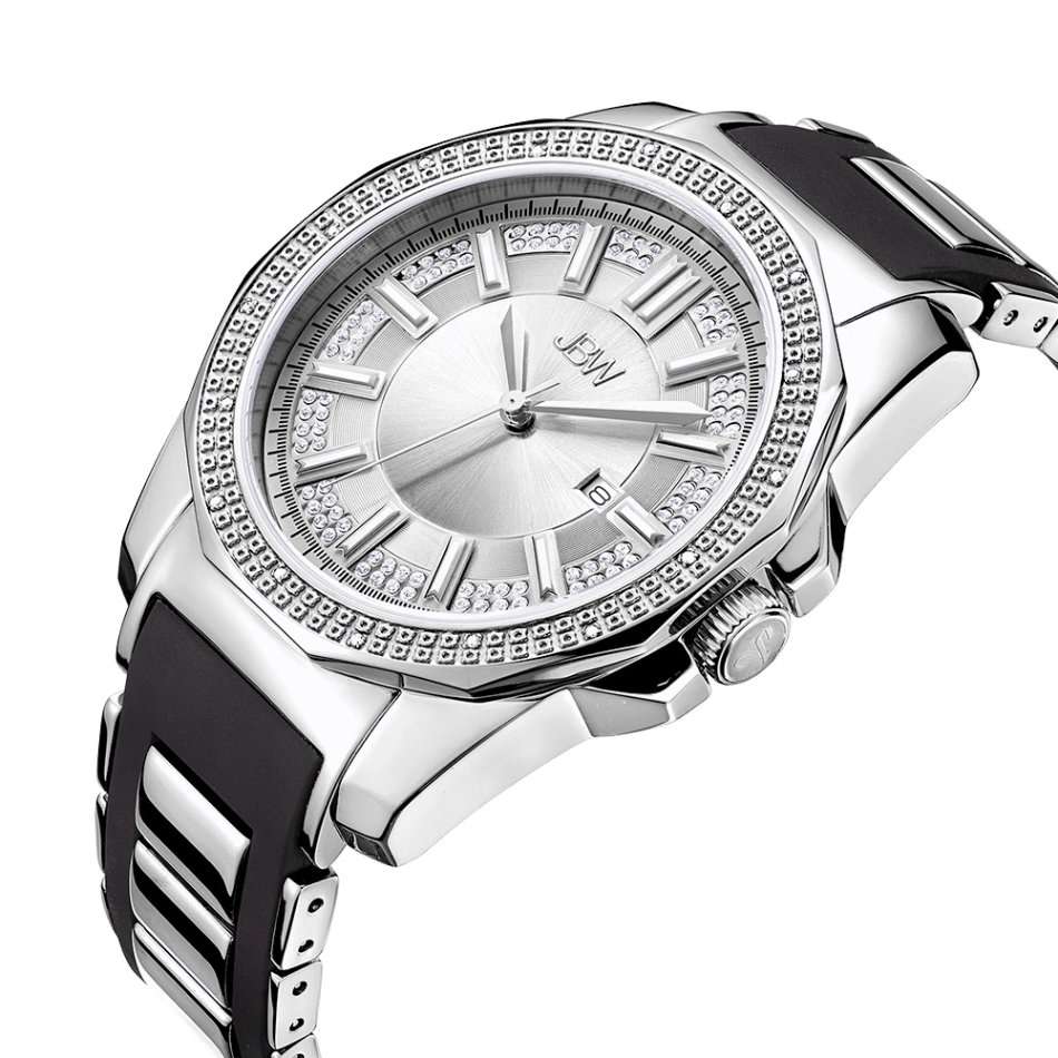 Retail: R11,999.00 JBW Men's 16x GENUINE DIAMOND /48mm SILVER STEEL INFUSED Watch BRAND NEW IN BOX